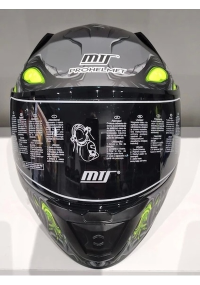 Mts Kask Mts Pro 801 Zombi Güneş Gözlüklü Motosiklet Kaskı Beyaz - Gri - Sarı