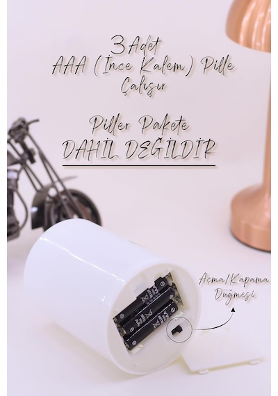 Led Mum Bardak Tipi Pilli Dumansız Alevli Dekoratif Yapay Mum Işıldak Dekor Lambası 10 Cm 3'lü Kirpik Çelenk Fla Diğer