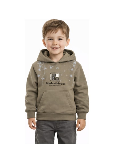 Baglan Erkek Çocuk Önü Arkası Baskılı Kapüşonlu Sweatshirt Bgl-st05246 Vizon