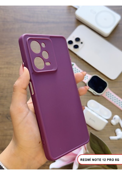Redmi Note 12 Pro 5g Uyumlu Kamera Korumalı Darbeye Dayanıklı Renk Atmayan Keep Silikon Kılıf Mor
