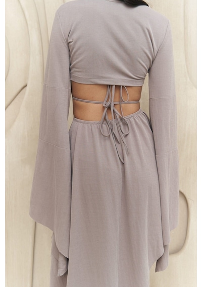 Mai Collection Mai Studios Co. Coachella Gri Crop Elbise Takım Gri