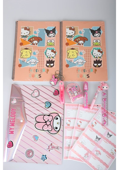 X Dekomus Lisanslı My Melody & Best Friends 15 Parça Kırtasiye Seti 2 Adet Defter,çıtçıt Dosya Altın