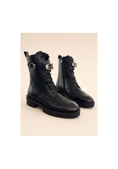 37brandshoes Şehir Tipi Deri Bot Siyah Siyah