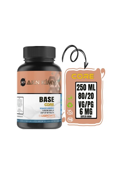 Core Base 250 Ml Vg Pg 80-20 6 Mg/ml Bitkisel Gliserin Base E422
