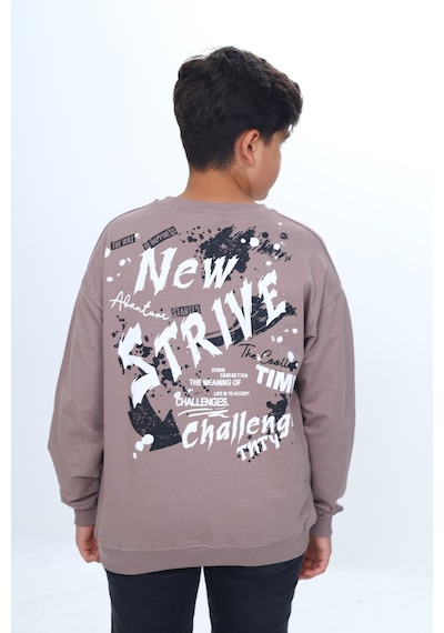 Toontoy Kids Toontoy Erkek Çocuk New Strıve Baskılı Sweatshirt Acı Kahverengi