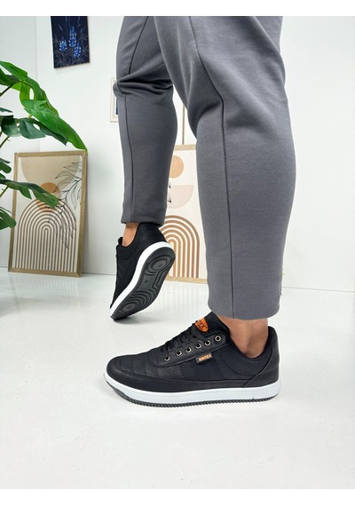 Günlük Erkek Sneaker Bağcıklı Dikişli Hafif Rahat Yürüyüş Spor Ayakkabı 013c Siyah- Beyaz