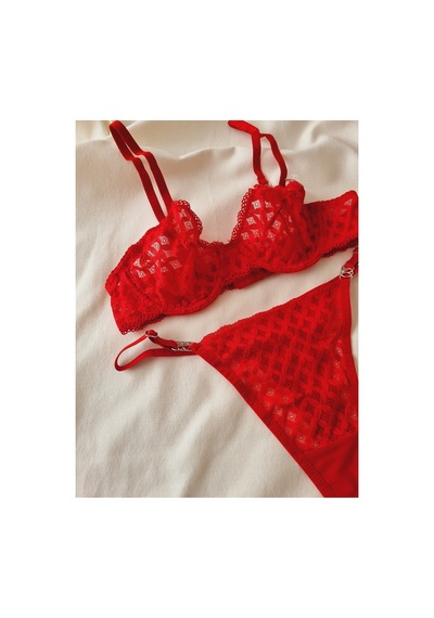 Demirsa Boutique Yılbaşı Renkli Kırmızı Dantelli Bralet Sütyen Takım Kırmızı-160