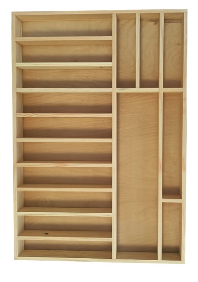 Ayfiwood 65x45 Cm. Doğal Ahşap Kaşıklık Kepçelik Mutfak Çekmece İçi Organizer