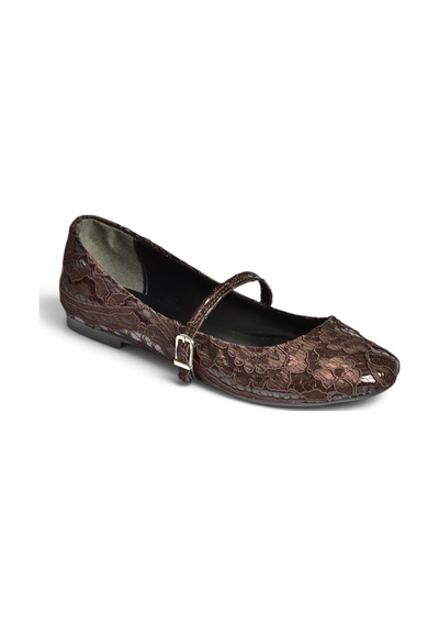 Fox Shoes Z726232704 Kahverengi Kumaş Bantlı Kadın Babet
