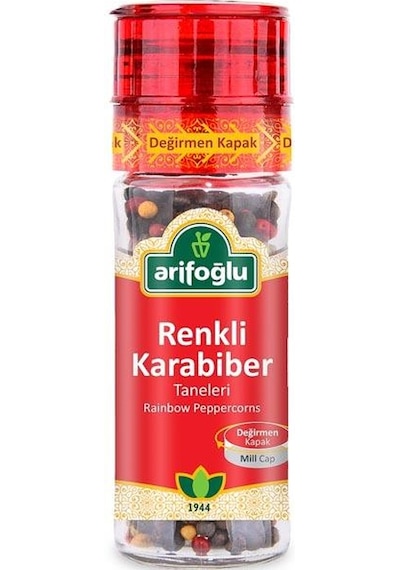 Arifoğlu Renkli Karabiber Taneleri Değirmen Kapak Cam 50 G