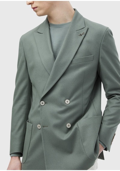 Ramsey Açık Yeşil Düz Shirt Shoulder Slim Fit Yün Karışımlı Ceket