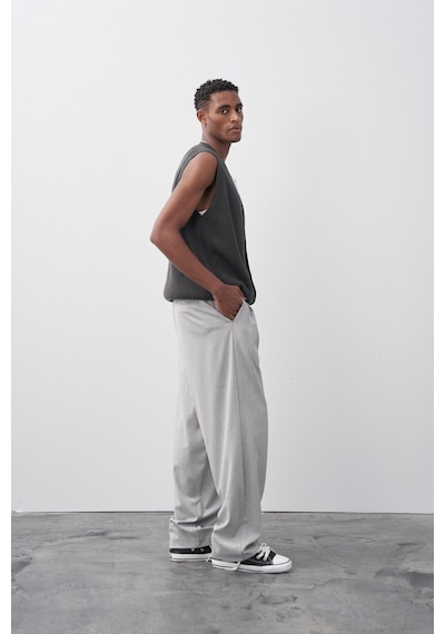 Vamos Baggy Fit Kumaş Pantolon 30-795-1 Açık Gri