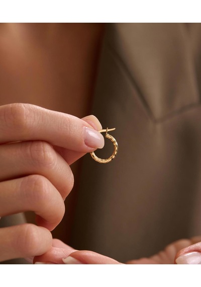 Bayar Gold 14 Ayar Altın İtalyan Parıltı Halka Tekli Küpe Sarı Altın