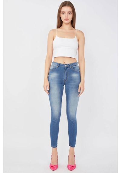 Kadın Skinny Fit Esnek Pantolon Mavi 001