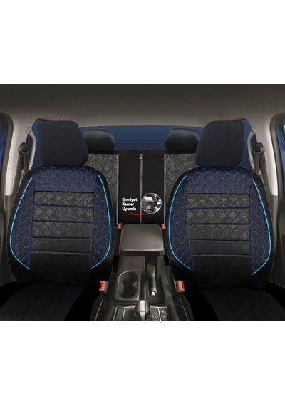 Ayrex Gof Plus Serisi Universal Oto Koltuk Kılıfı Binek 2+1 Uyumlu Tam Set Siyah Mavi Diğer
