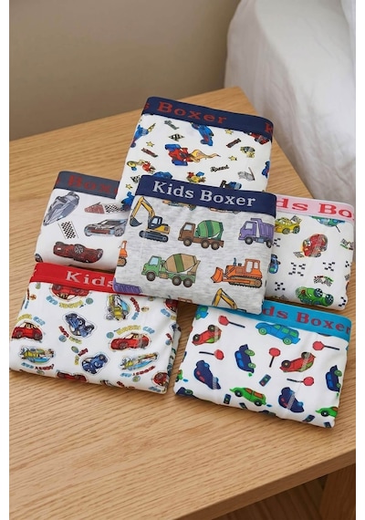 Hepsine Rakip 6 Lı Erkek Çocuk Desenli Boxer Empirme Baskılı Pamuklu Çok Renkli