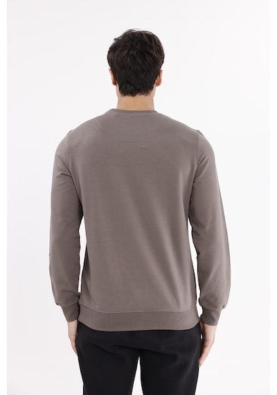 Rowinger Minimal Logolu Bisiklet Yaka Ribana Manşetli Rahat Kalıp Mevsimlik Sweatshirt Antracite
