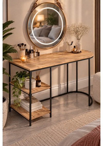 Sulorahome Dolunay Çalışma Ve Makyaj Masası Kahverengi 125 Cm