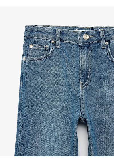 Koton Yıldız Detaylı İndigo Kız Çocuk Jean Pantolon 7wkg40033ad