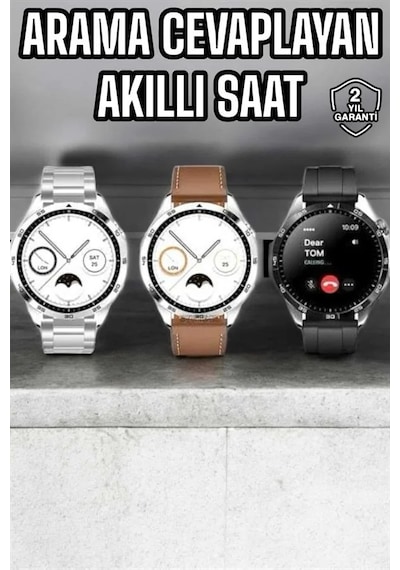 Akıllı Saat Titreşimli Amoled Ekran Uyku Ve Sağlık Takibi Sesli Görüşme Siyah