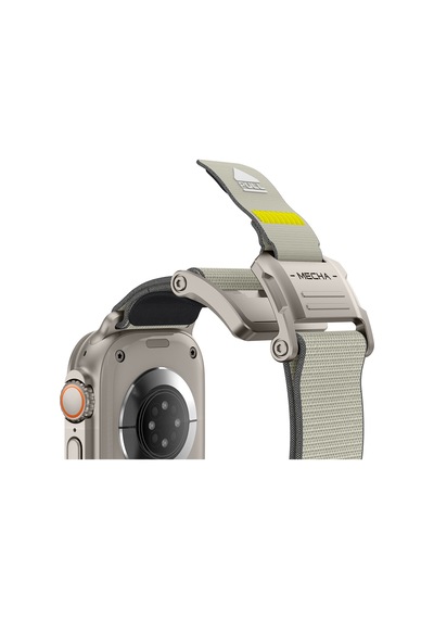 Watch 7 45mm Uyumlu Mohseven İwatch Mecha Sport Hasır Kordon Titanyum-bej
