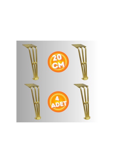20 Cm Metal Boncuklu Koltuk Ayağı Mobilya Ayağı Ünite Ayağı Konsol Ayağı Puf Berjer Ayağı 4adet Gold