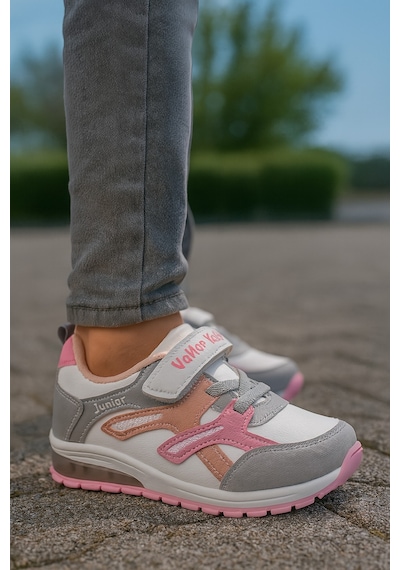 Unisex Çocuk Cırtlı Bağcıklı Sneaker Günlük Spor Ayakkabı Pembe