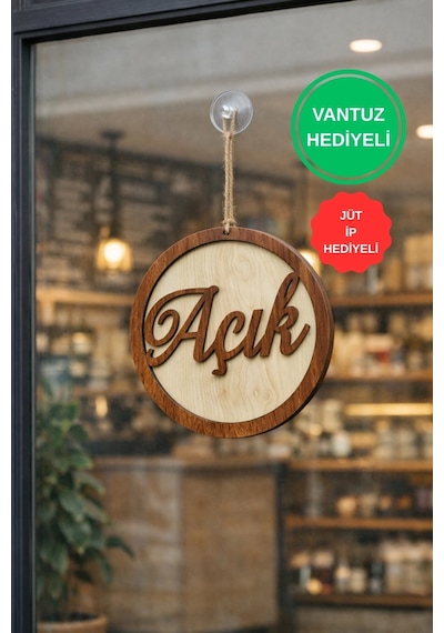 Yuvarlak Model 3d Açık-kapalı Tabelası - Akçaağaç