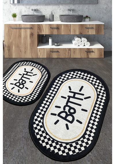 Vita Bona Banyo Halısı Djt 2 Li Set Yıkanabilir , Kaymaz Taban Banyo