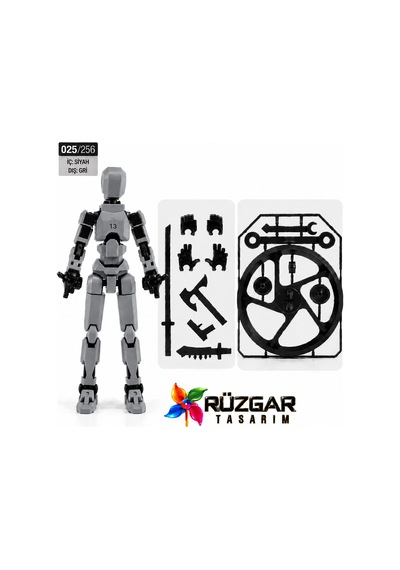 Dummy Figür Eklemli Pozlanabilir Model Titan 113 Dummy 1.0 Gri