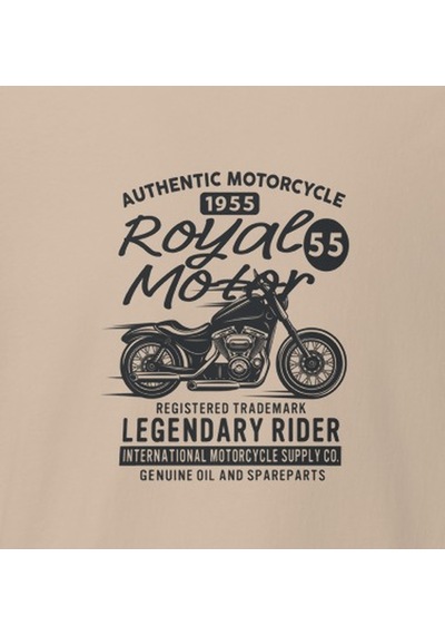 Wildstyle Royal Motor Legendary Rider Motosiklet Vintage Motor Baskılı Unisex Bisiklet Yaka Pamuklu Tişört - C