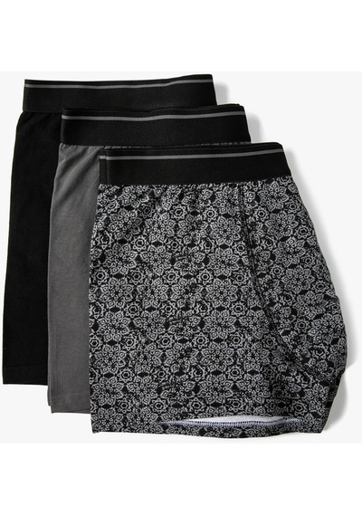 Koton 3'Lü Boxer Seti Soyut Baskılı Çok Renkli Antrasit Desenli 4Slm90034Mk Antrasit