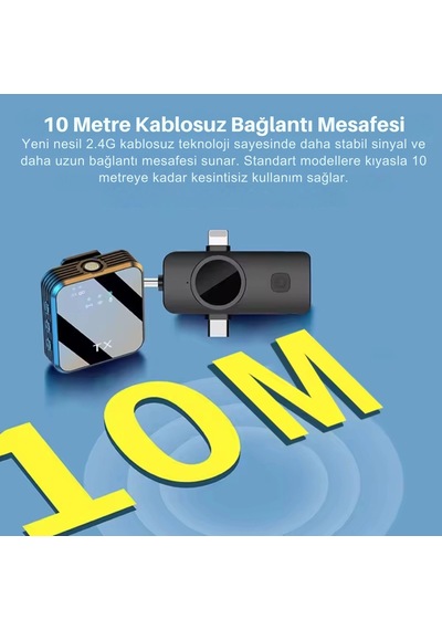 Shopytech Kablosuz 4 Ü 1 Arada Yaka Mikrofonu Type-c Lightning 3.5mm Uyumlu Gürültü Azaltmalı Telefo