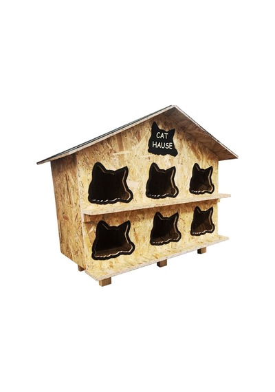 Goxawee Kedi Evi Dış Ortam Uygun Ahşap Kedi Evi Osb 100x95x50 Cm