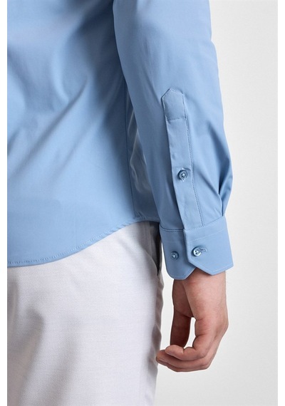 Süvari Buz Mavi Slim Klasik Yaka Düz Casual Gömlek Gm1008400364-m01