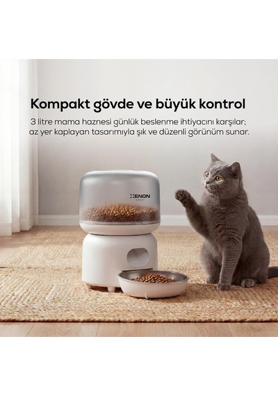 Tr Otomatik Kedi Mama Kabı 3l Mobil Kontrol Paslanmaz Çelik Kase Çift Güç Desteği X8613