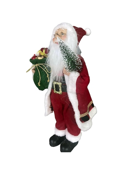 Yılbaşı Süsü Noel Baba Biblo Figür Büyük Boy 45cm -elinde Çam Ağacı Ve Hediye Çuvalı İle 45