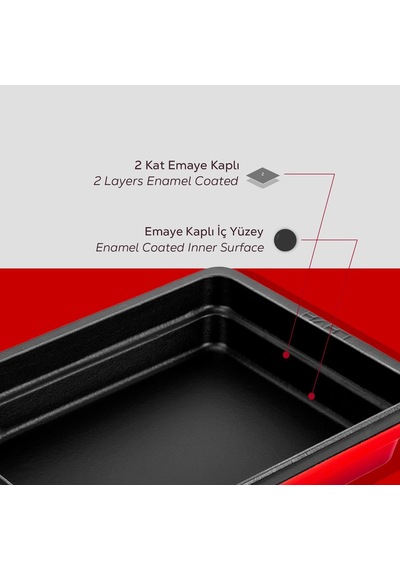 Lava Servis Tabağı 26 X 33 Cm Kırmızı Siyah