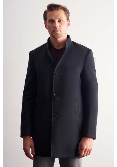 İmza Koyu Lacivert Hakim Yaka Classic Slim Fit Esnek Kaban 1008255162 Koyu Lacivert