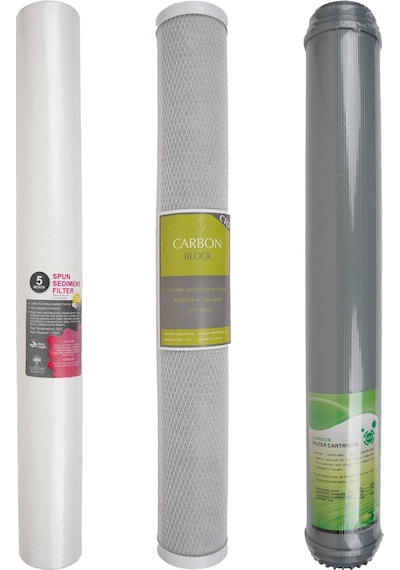 Açık Kasa Su Arıtma Cihazı 20" Spun + Blok + Gac Filtre Seti 3'lü