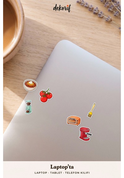 Renkli Mutfak Sticker Seti 100 Adet - Gereçleri Tarif Malzemeleri Ajanda Journal Defter Çıkartma Çok Renkli