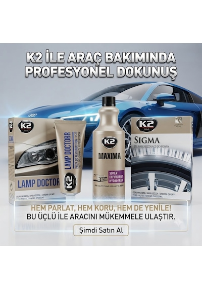 K2 Pro Araç Bakım Ve Koruma Üçlü Set Far Parlatıcı Islak Cila Lastik Parlatıcı