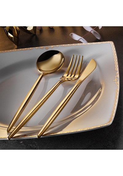 Ar Yıldız Versay Gold 36 Parça Çatal Kaşık Bıçak Takımı Ar248225 Sku: Smg8690010590527 Abanoz