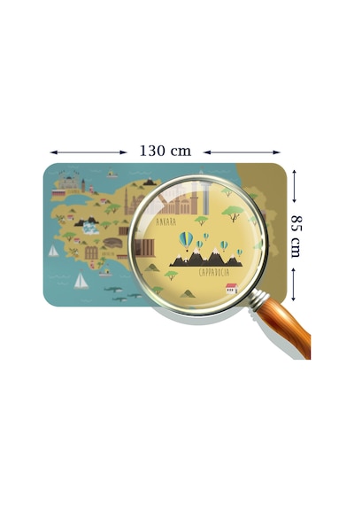Eğitici Ve Öğretici Cocuk Odası Türkiye Haritası Duvar Sticker-85x130-3877 Çok Renkli