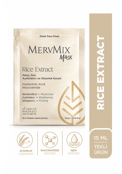 Mervmix Pirinç Özlü Aydınlatıcı Ve Gözenek Karşıtı Kağıt Maske
