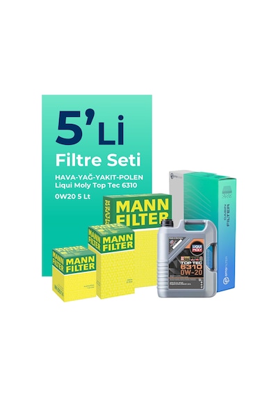MANN Fiat Egea 1.6 Dizel Filtre Bakım Seti Liqui Moly Motor Yağlı (2015-2023) 5 Li
