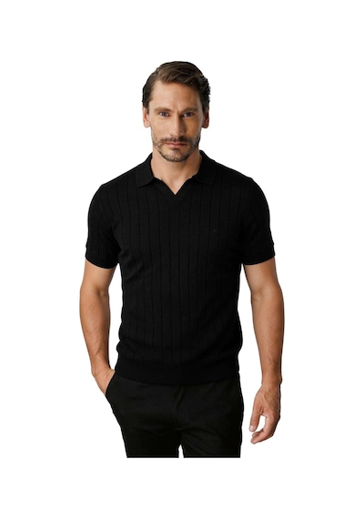 İgs Erkek Siyah Triko Polo Yaka Tişört Şık Ve Modern Fit-26074