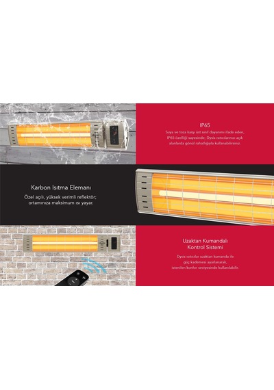 Dysis Art Plus Karbon Serisi IP65 Suya-Toza Dayanıklı 2300 W Bej Uzaktan Kumandalı İç/Dış Mekan Isıtıcı