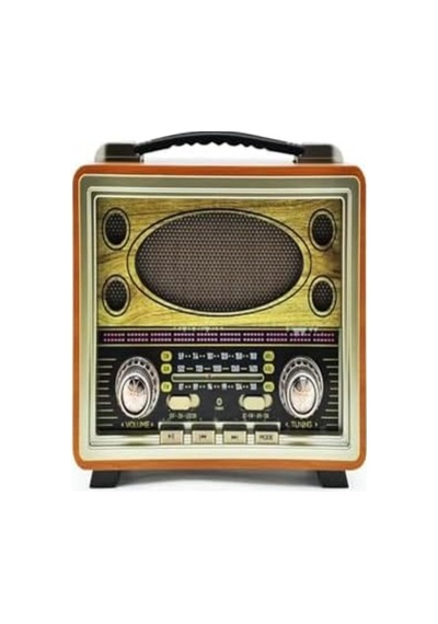 M-2027bt Gerçek Ahşap Eskitme Kaplama Radyo Fm Am Sw Usb Tf Aux Destekli Bluetooth Hoparlör, Turuncu