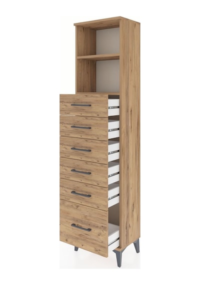 Arges Dolap 2 Raflı 6 Çekmeceli 44x30x182 Çam-çam Atlas Çam